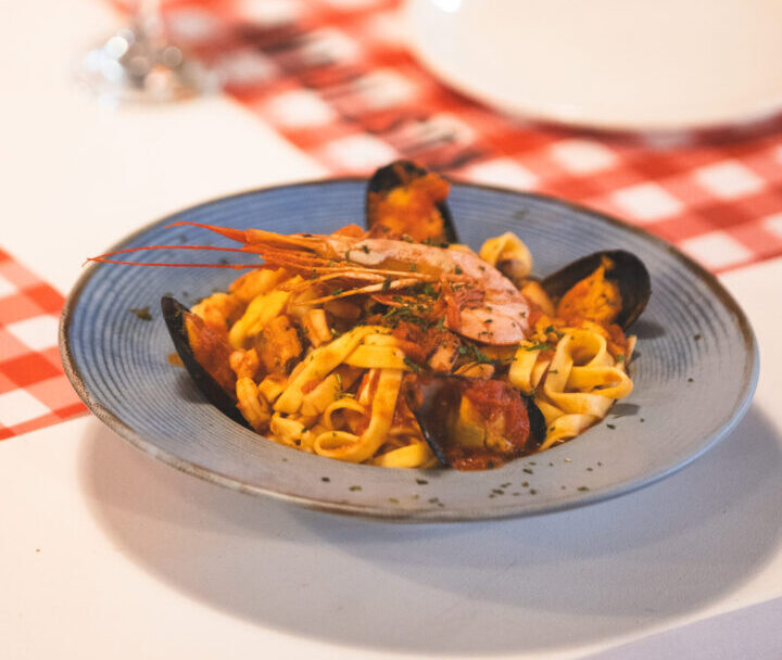 Plato de pasta en La Rusticana